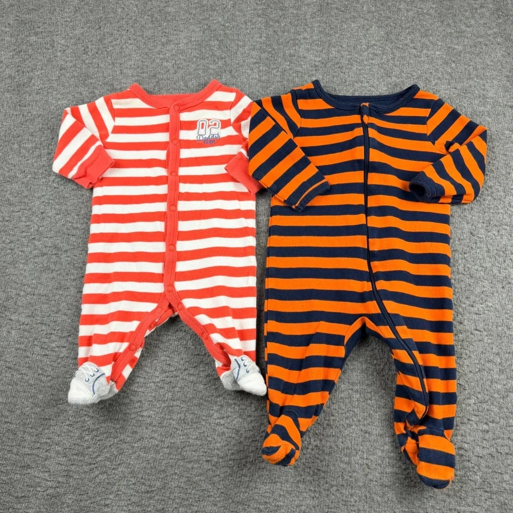 H&M Carters Baby Boy 6pc Bundle 0-3M Sleepers Bodysuit Romper Sweatshirt‎ Set